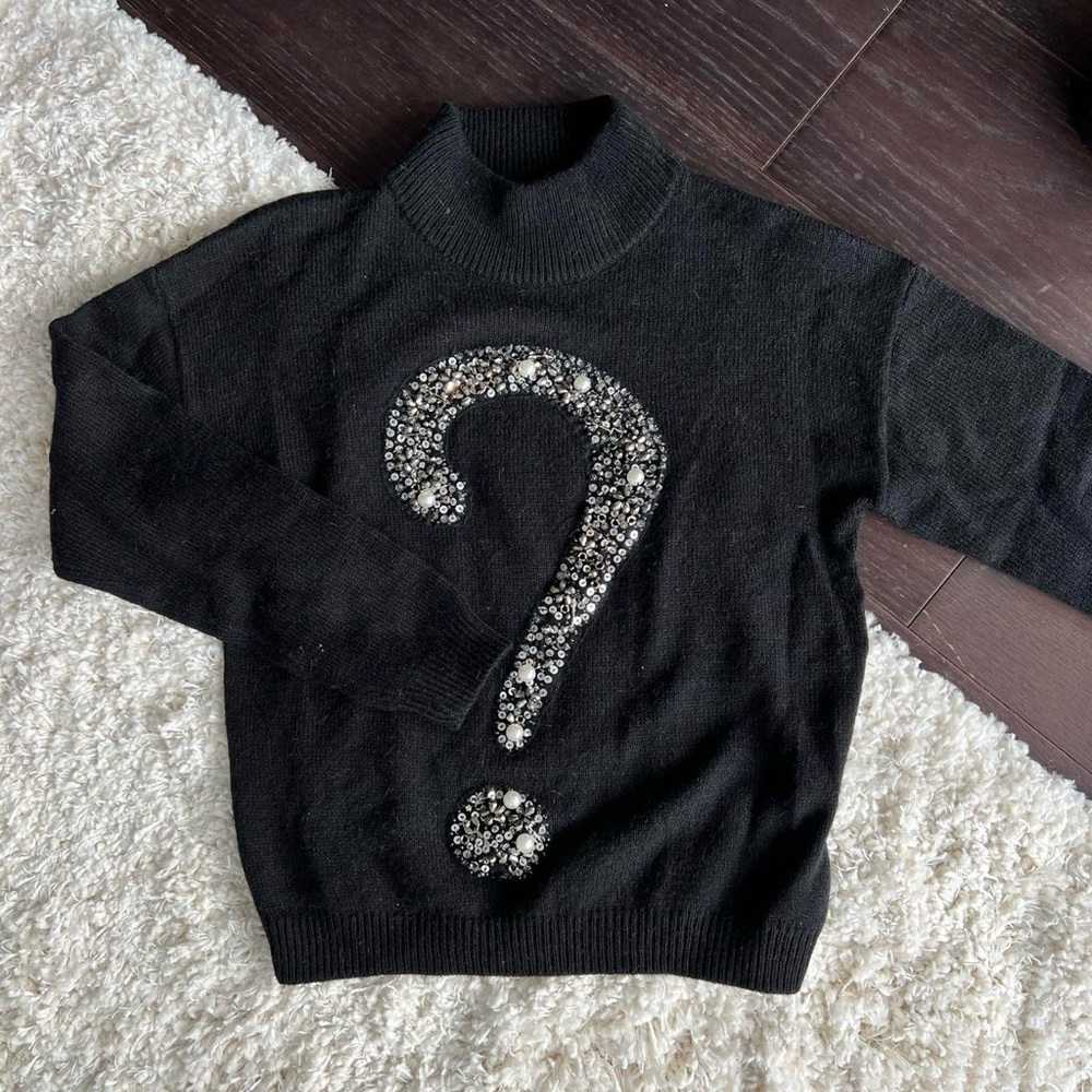 Moschino Cheap and Chic Question Mark Sweater - Black/Silver/Pearl